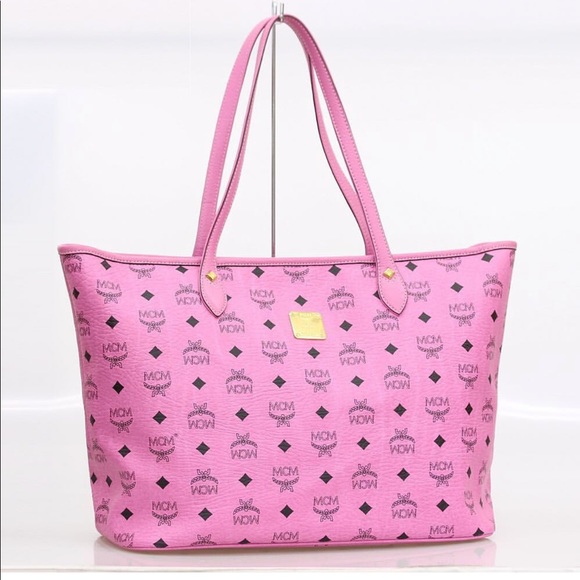 hot pink mcm tote bag